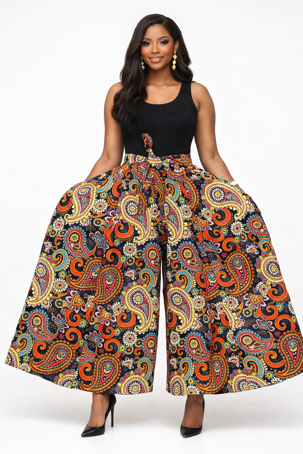 Midnight Paisley Wide-Leg Pant