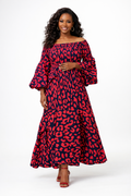 Fuchsia Nightfall Bell-Sleeve Maxi Dress