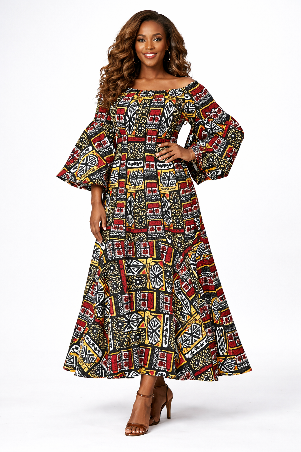 Heritage Muse Bell-Sleeve Maxi Dress