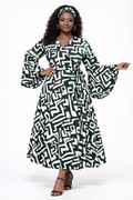 Forest Maze Wrap Maxi Dress