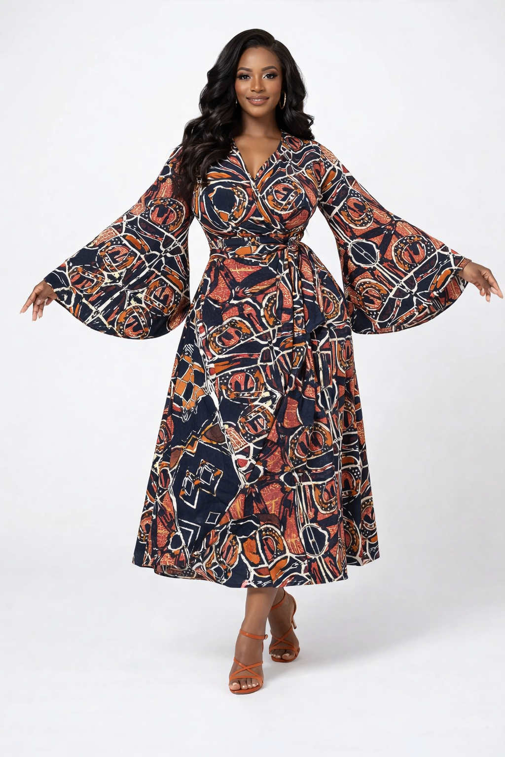 Ember Echo Bell-Sleeve Wrap Dress