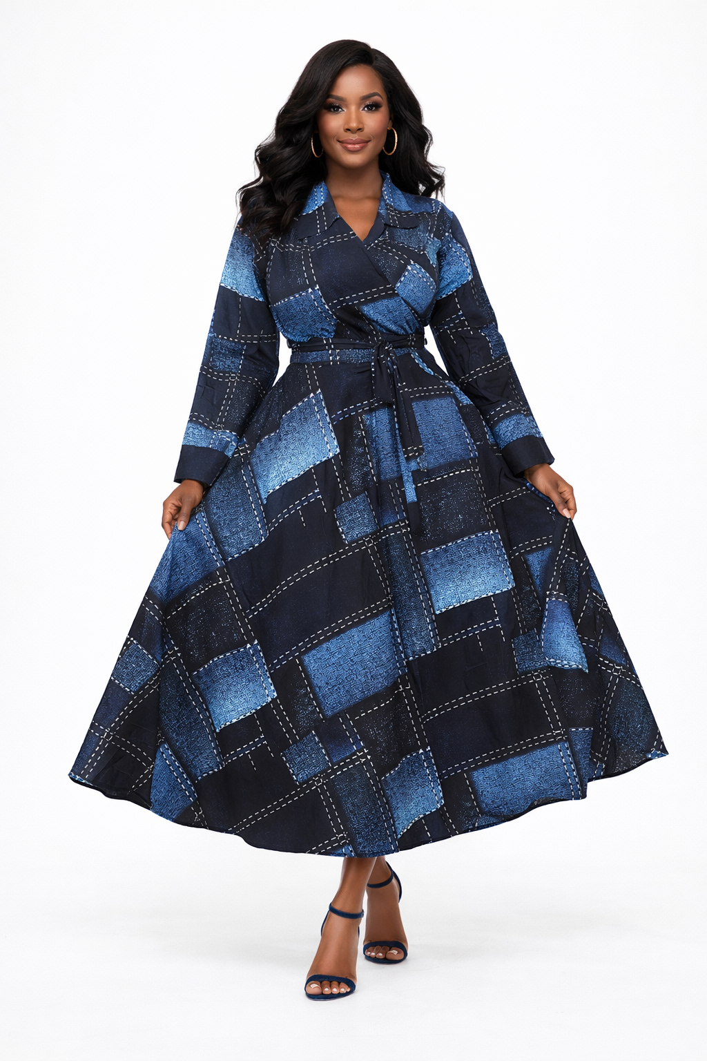 Midnight Stitch Wrap Maxi Dress