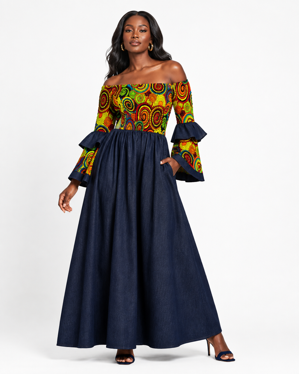Rhythm in Color Denim Maxi Dress