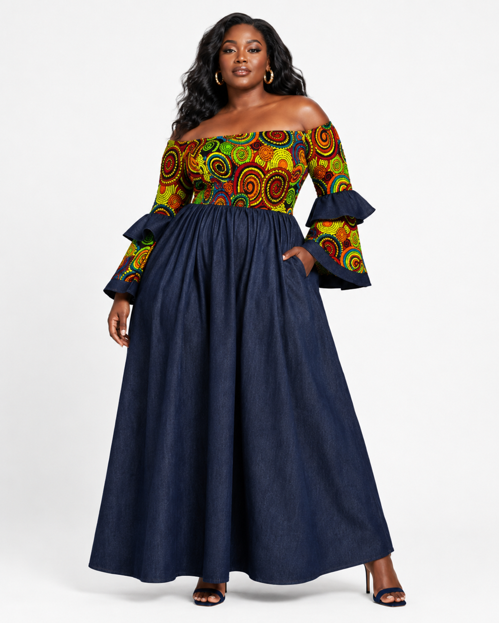 Rhythm in Color Denim Maxi Dress