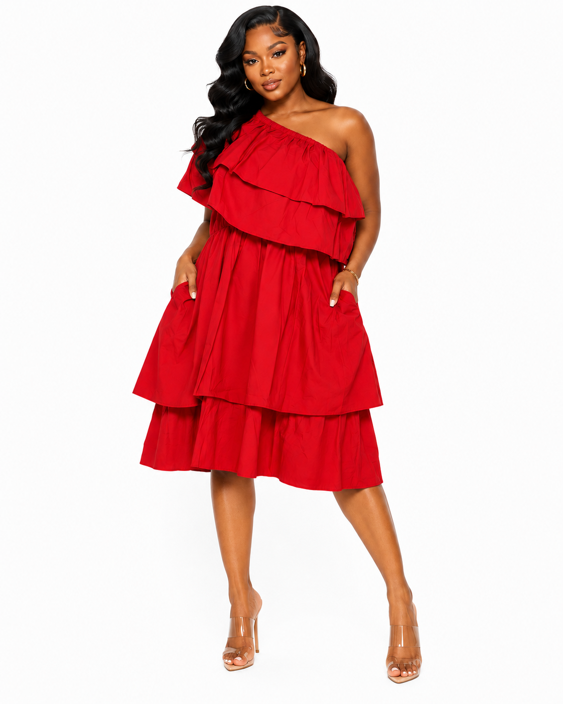 The Riverwell One Shoulder Ruffle Dress