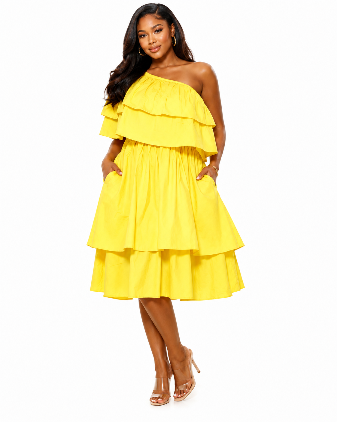 The Riverwell One Shoulder Ruffle Dress