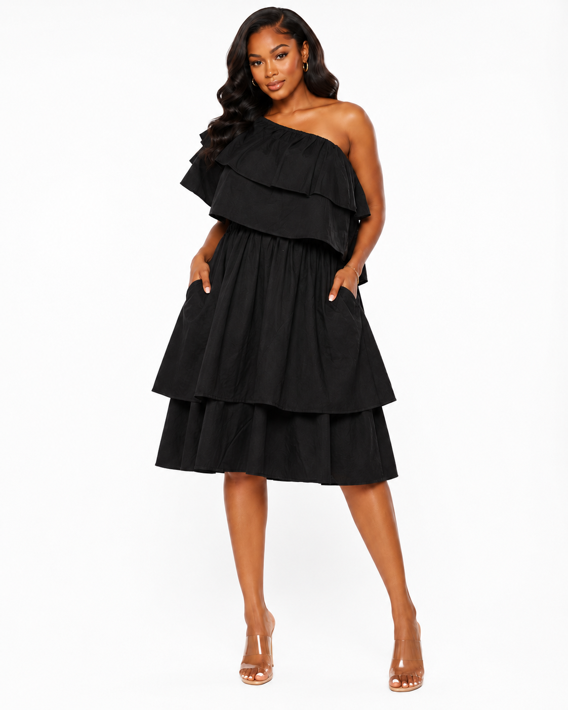 The Riverwell One Shoulder Ruffle Dress